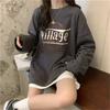 Moletom Feminino Outono Novo Solto Versátil Estilo Ocidental Moda Casual Estilo Preguiçoso Gola Redonda Manga Longa