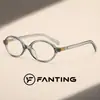 Gafas transparentes de montura completa ovalada para mujer y hombre, montura de PC, lentes transparentes lisos, adornos dorados en las bisagras metálicas, adecuadas para el uso diario y para ir al trabajo