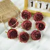 Novo estilo pequena borda desfiada botão de chá cabeça de flor rosa de fevereiro grampo de cabelo DIY acessório de cabelo faixa de cabeça decoração de flor material para foto
