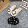 Acessórios Fivela de Sapato Vintage Chinelos Baotou Femininos 2025 Novo Removível DIY Solado Grosso Meio Saco Sapatos Bircan Flor de Sapato Feminino