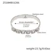 Pulsera Cuadrada de Acero Inoxidable con Piedras de Vidrio de Colores Diseño de Nicho Ins Joyería Moderna Genial Europea y Americana Chapada en Oro de 18K Que No Se Desvanece