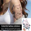 Pegatina de tatuaje de gato rosa acuarela, pegatina de gato flor rosa suave, tatuaje temporal impermeable para la parte superior del brazo y el hombro