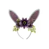 Nova Tiara de Páscoa da Amazon, Orelhas de Coelho, Fivela de Cabeça com Flores Artificiais, Decoração para Festa de Feriado, Acessório de Cabeça para o Dia das Crianças