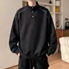 Moletom cinza com gola alta para homens, novo top versátil da moda outonal, jaqueta juvenil estilosa estilo americano sem capuz