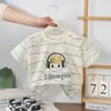 Novidade de Verão Camisetas Infantis de Manga Curta para Meninos e Meninas com Estampas de Desenhos Animados, Tops Largos e Estilosos, Roupas de Verão Estilosas para Bebês