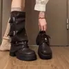 Botas Martin negras, sofisticadas, estilo británico, de suela gruesa, para mujer, nueva colección de primavera 2026, perfectas con vestidos, efecto adelgazante, botas versátiles de dos vías
