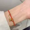 Luz de Corda Vermelha Tecida Design de Nicho de Luxo Vermelho Pulseira de Abóbora de Alta Qualidade Joia Retro Simples Versátil