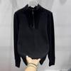 Suéter com gola alta e zíper, manga longa, camisa de veludo dupla face, feminino, outono e inverno 2024, novo suéter para todos os gostos