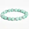 Pulseras europeas y americanas para hombre transfronterizas, piedra de ojo de tigre, lapislázuli, piedra con patrón azul, pulseras elásticas de colores mixtos, joyería de estilo europeo y americano al por mayor