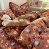 Recomendación de artículo popular~Funda de cama acolchada de terciopelo de leche cálido de alta gramaje grado A con pompón juego de cuatro piezas caricatura linda