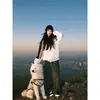 Diseño Estilo Coreano para Mujer Moda Otoño e Invierno 2025 Cardigan con Cremallera Grueso de Terciopelo Rayado Holgado Chaqueta Tendencia Ins