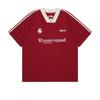 Contraste Cor Costura Pesada Camiseta de Manga Curta Masculina Verão Estilo Americano Marca da Moda Ins High-end Sense Motocicleta Terno Corrida Carro Gordo Bonito Camiseta de Meia Manga