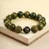 Pulsera de Sándalo Verde Natural Tres en Uno Seis Elementos con Sándalo Verde Tallado y Cuentas de Ágata Buda del Zodiaco, Joyería de Mano de Círculo Único
