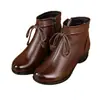 Botines Cortos Estilo Étnico Retro 2026 para Mujer Tacón Grueso Suave Botas Martin Cuero Suave Hechos a Mano Botines Individuales para Mujer Botas de Algodón con Terciopelo