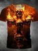 Camiseta Informal Versátil de Moda Tendencia de Alta Calidad con Estampado de Calavera para Hombre de Manga Corta, Transfronteriza Europea y Americana, Nueva 2025