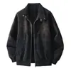Nueva Chaqueta de Cuero para Motocicleta de Color Sólido con Cuello Solapa para Otoño e Invierno Hombres y Mujeres Marca de Tendencia Retro Americano Holgada Versátil Ropa Exterior Hip Hop Top