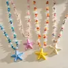 Collar de Resina con Estrella de Mar Estilo Europeo y Americano de Resort, Cadena Dulce de Dopamina para Clavícula de Verano, Joyería Versátil de Lujo Ligero Transfronteriza para Mujeres