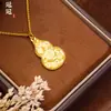 Collar con Colgante de Calabaza Auspiciosa de Latón Chapado en Oro con Diseño de Hielo Triturado CNC, Deslumbrante y Elegante, Sensación de Alta Gama, Para la Buena Suerte y la Prosperidad
