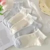 Calcetines Cortos de Algodón Delgado Antibacterianos Anti-Olor para Mujer, Calcetines Blancos Transpirables de Media Pantorrilla Estilo Japonés Lindos para Primavera y Otoño