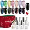 Set de 9 piezas de esmalte en gel ojo de gato vidrioso, esmalte de uñas negro, set de herramientas para nail art, nail art magnético, caja de regalo de Navidad, gel UV transfronterizo