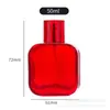 Frasco de Perfume Quadrado Colorido 50ml Frasco Borrifador de Perfume de Vidro Frasco de Amostra de Perfume Portátil Frasco de Perfume Vazio