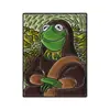 Broche original vintage pintura al óleo rana obra maestra rana kermit versátil animal ropa mochila insignia metálica