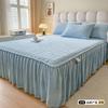 Falda de cama de terciopelo de leche clase A, pieza única, colcha de terciopelo coral, cubierta de cama engrosada, falda de cama con encaje, forro polar, ropa de cama, clip lateral para falda de cama, algodón, mesita de noche