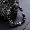 Pulsera de cruz de piedra ojo de tigre moda punk para hombre de alta calidad diseño versátil pulseras joyería de tendencia de personalidad para mujer al por mayor
