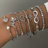 Novo conjunto de pulseiras com figura 8 infinito cravejado de diamantes, transfronteiriço europeu e americano, joias da moda em liga metálica simples retrô criativa, atacado