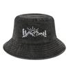 Sombrero de Cubeta Bordado con Patrón de Paisaje de Montaña Retro Estilo Americano para Exterior, Selva, Deportes, Montañismo, Sol, Sombrero de Pescador
