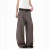 Pantalones de traje a cuadros color block retro japonés Old Money para hombre, primavera y otoño, casual americano, rectos, holgados, versátiles, largos