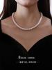 Collar de perlas Shijia para mujer, elegante y ligero collar de cadena de lana vintage de lujo con cuentas de vidrio, cadena de clavícula con cuentas a juego para primavera y verano.