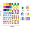 Adesivos Multiformato Impermeáveis Combinação Criativa Etiquetas de Coração Coloridas Redondos Retangulares Estrelas de Cinco Pontas Adesivos Decorativos