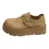 Mocasines de Suela Gruesa para Mujer 2026 Otoño Nuevo Modelo Ante Slip-On Retro Casual Zapatos que Aumentan la Altura para Mujer