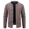 Suéter Cardigan Masculino Casual de Gola Redonda Outono Inverno Novo Transfronteiriço Peça de Roupa Externa Versátil para Meia-idade Lã Plus Quente Malha Casual