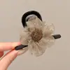Pinza de Pelo de Malla de Alta Gama con Flor de Pedrería para Mujer 2024 Nuevo Clip de Tiburón Horquilla para Cola de Caballo Alta Clip para la Parte Posterior de la Cabeza