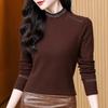 280g Vellón de Terciopelo Alemán Forrado Caliente Diamante Moda Top Básico para Mujer Otoño e Invierno Nuevo Auto-Calentable Una Pieza Terciopelo Cálido Aspecto Adelgazante t