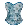 Top Corto Corsé de Mujer Transfronterizo con Estampado Floral Azul Estampado Francés Chaleco Retro en Capas Ropa con Huesos Personalización