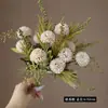 Flores Artificiales de Venta Caliente Transfronterizas en Colores de Otoño, Ramo de Crisantemos de 5 Cabezas, Crisantemo de Tenis de Mesa Estilo Europeo Adornos para Fotografía de Mesa de Comedor en Casa, Flores Artificiales