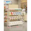 Prateleira de armazenamento de cozinha, móvel atrás da porta, organizador multifuncional de frutas e vegetais, expositor de lanches de supermercado, estante de exposição de vários níveis de piso