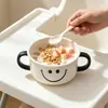 Prato de Jantar Infantil com Rosto Sorridente Simples para Bebê prato de bebê prato de jantar para bebê louça compartimentada grau alimentício prato à prova de queda
