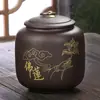 Bote de té de arcilla púrpura, tarro de cerámica grande para almacenamiento, tarro para té blanco Pu'er, tarro sellado, caja de embalaje para té