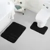 Tapete de Chão para Banheiro Temu Export Tapete Antiderrapante Conjunto de Duas Peças Combinação Absorvente para Pés Tapete de Chão Espessado de Coral Fleece Listrado