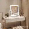 Espelho de Maquiagem de Metal LED Grande Giratório 360 Graus Transfronteiriço com Luz, Dimerização em Três Tons, Espelho de Penteado para Mesa de Quarto.