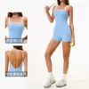 Macacão de Yoga Justo de Peça Única Estilo Novo Transfronteiriço com Decote Quadrado e Costas Abertas, Shorts de Fitness com Alças nos Ombros, Macacão de Yoga para Mulheres 2134