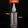 Em estoque atacado 30 60 100ml frasco bico fino frasco squeeze transparente frasco para pigmento e tonalizante frasco com conta-gotas de plástico PET