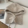 Coreia do Sul Balaclava Chapéu Cachecol Peça Única Feminino Outono e Inverno Quente Proteção de Orelha Capuz de Pescoço Chapéu de Lã Tricotado