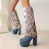 Zapatos Cómodos de Tacón Grueso para Mujer Talla 35-43 para Otoño e Invierno, Botas Altas de Punta Redonda para Mujer, Plataforma Impermeable, Tacones Súper Altos, Botas para Mujer Talla Grande