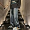 Estilo americano HIPHOP Calças Inverno Moda Marca High Street Moda Preto Cinza Jeans Masculino Solto Em Linha Reta Queda Calças Largas Perna