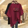 Camiseta de Manga Corta Estilo Nuevo Comercio Exterior 2026 para Mujer, Holgada Talla Grande, Adelgazante, Cubre Vientre, Top Estampado de Media Manga